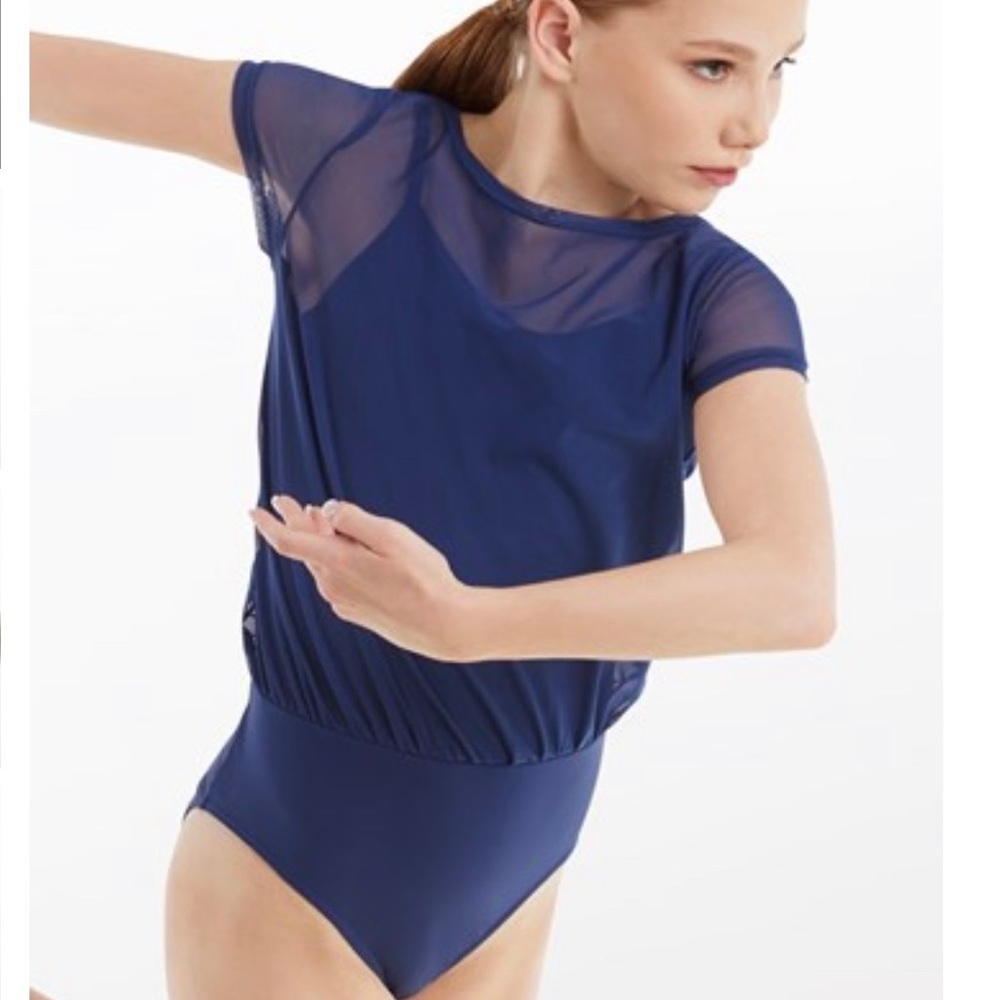 Weissmans Navy Leotard with Mesh Top attached Size Small Adult and Medium Adult